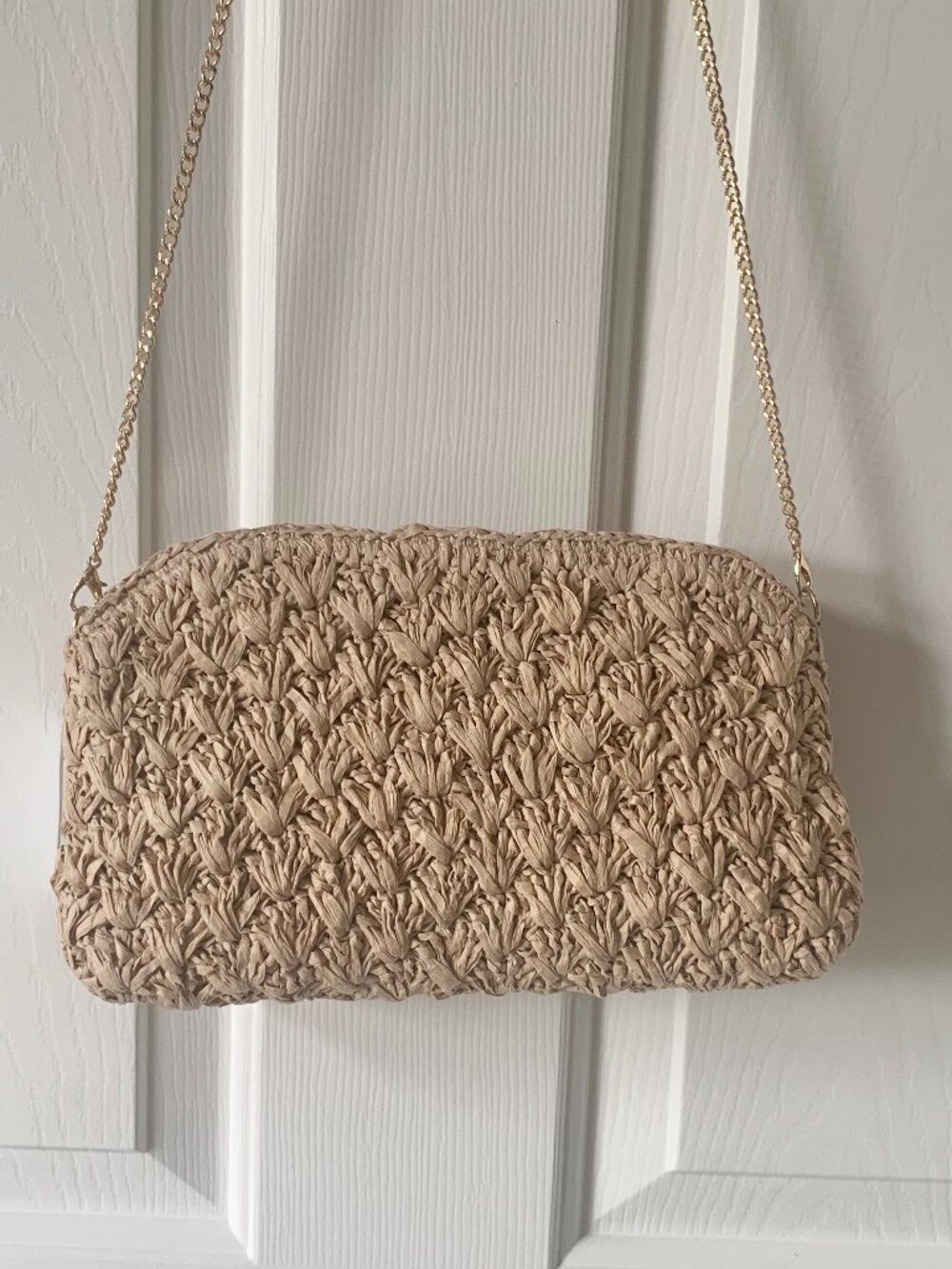 NWT J. Crew Factory Woven Clutch, Light Tan, One Size - Picture 7 of 13